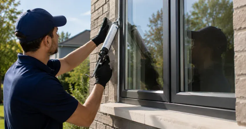 Aluminum window frame with double glazed insulated glass unit installed in a residential wall in Romeo Street North Area, Stratford