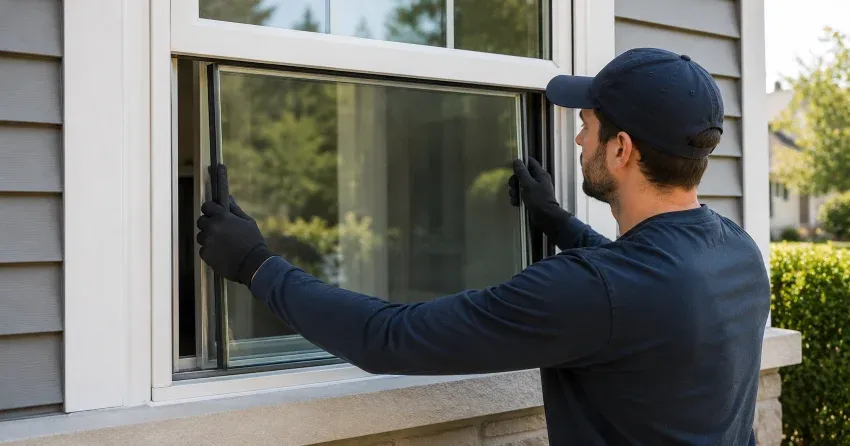 technician boarding up broken window during emergency glass repair Avon River South Area, Stratford