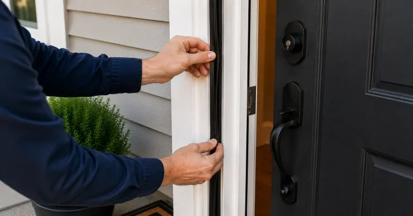 technician performing light test on door seal in Cobourg Street Area, Stratford