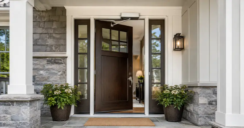 residential automatic door opener installed on exterior entry door in Verona Village, Stratford
