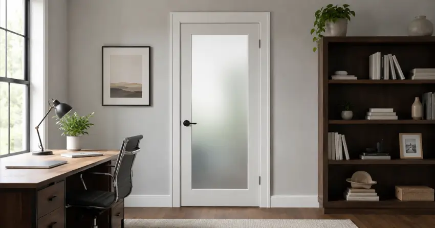 frosted interior door installed in home office in Downtown Stratford, Stratford