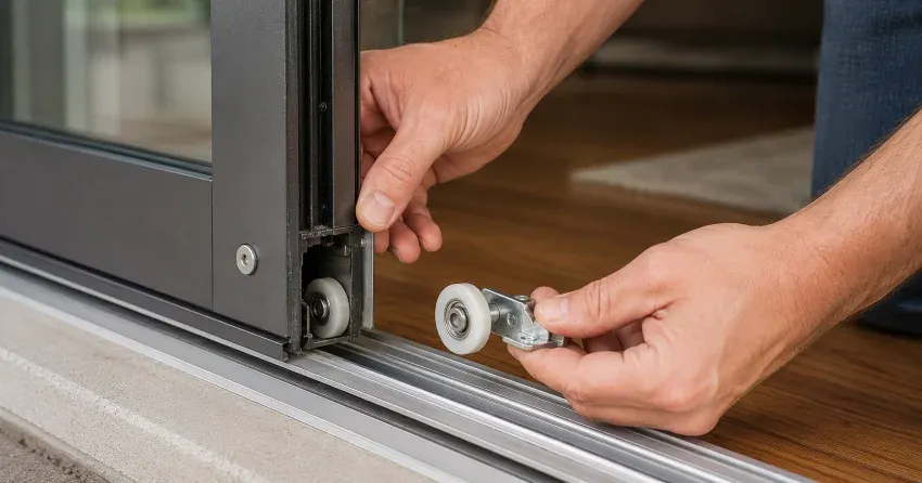 sliding door alignment Devon Street Area, Stratford technician adjusting roller track