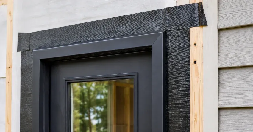 technician removing failed door flashing membrane in Downtown Stratford, Stratford